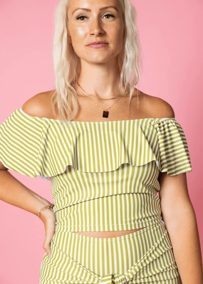 Pear Stripes | Ruffled Around Top tankini swim tops, adjustable bikini tops
