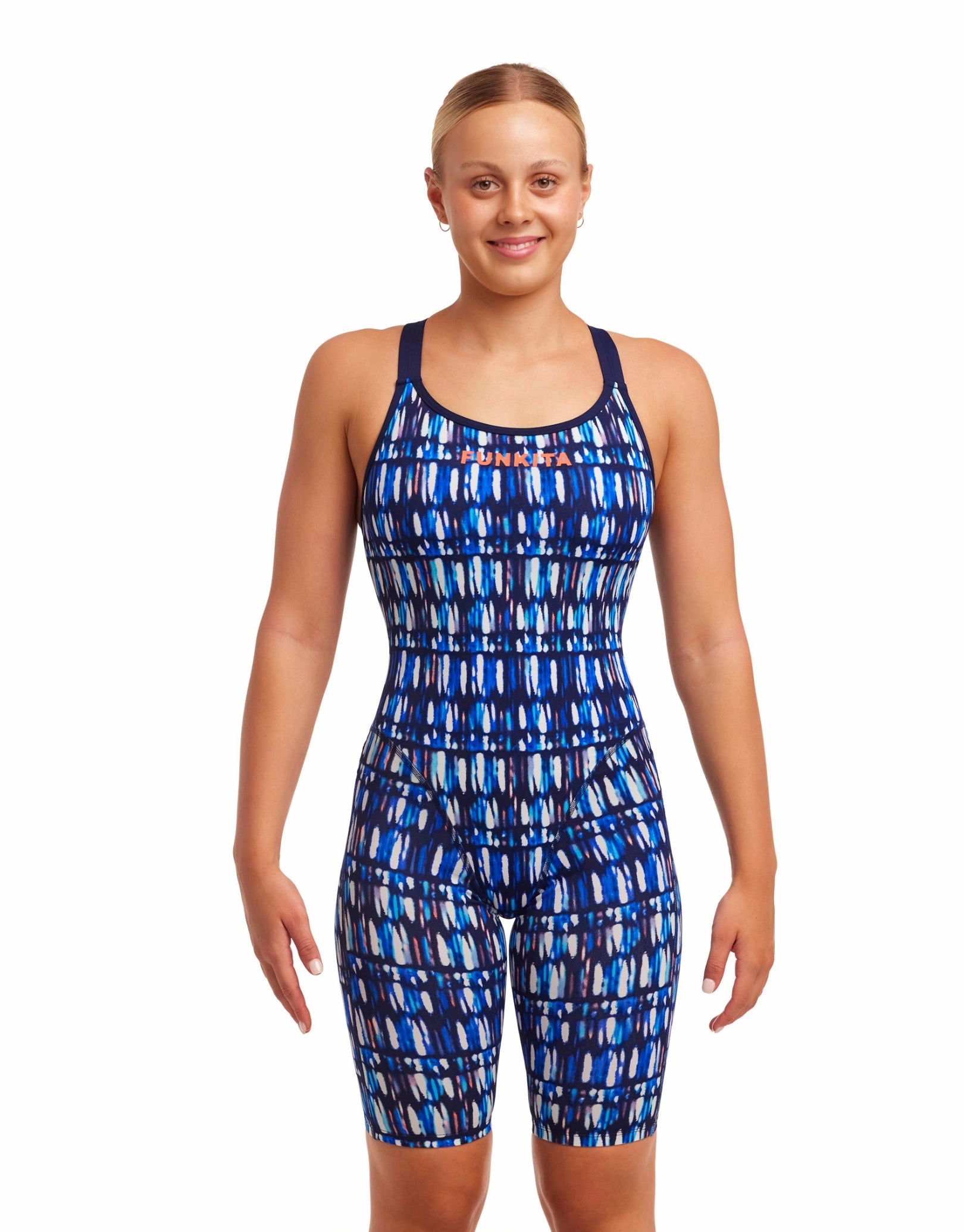 Perfect Teeth Fast Legs Legsuit - Blue funkita womens swimsuits, funkita colorful swimwear