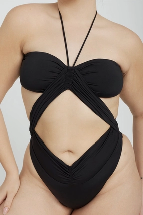 Phoenix One Piece - Black soft fabric swimwear women, resort swimwear for ladies