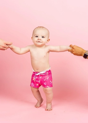 Pink Blooms | Baby Euro Shorts boys summer swimwear, boys rash guard swim sets