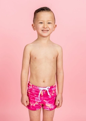 Pink Blooms | Mini Euro Shorts boys summer swimwear, boys rash guard swim sets
