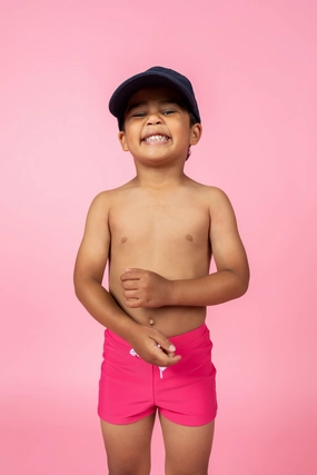 Pink Raspberry | Mini Euro Shorts boys summer swimwear, boys rash guard swim sets