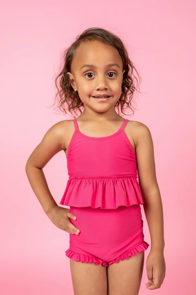 Pink Raspberry | Mini Peplum Top cute girls swimsuits, stylish swimwear for girls