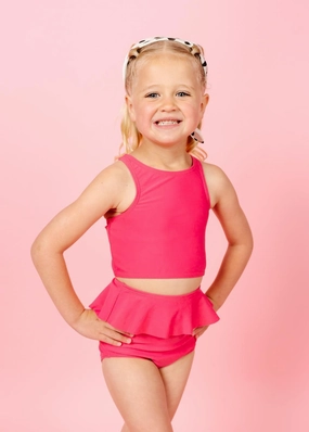 Pink Raspberry | Mini Racer Back Top cute girls swimsuits, stylish swimwear for girls