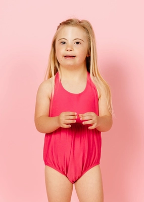 Pink Raspberry | Mini Romper One-Piece cute girls swimsuits, stylish swimwear for girls