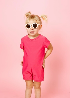 Pink Raspberry | Mini Shorties Rashguard (Unisex) cute girls swimsuits, stylish swimwear for girls