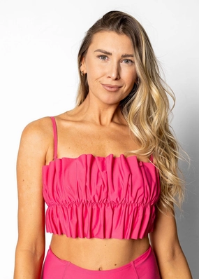 Pink Raspberry | Oversized Ruffle Top tankini swim tops, adjustable bikini tops