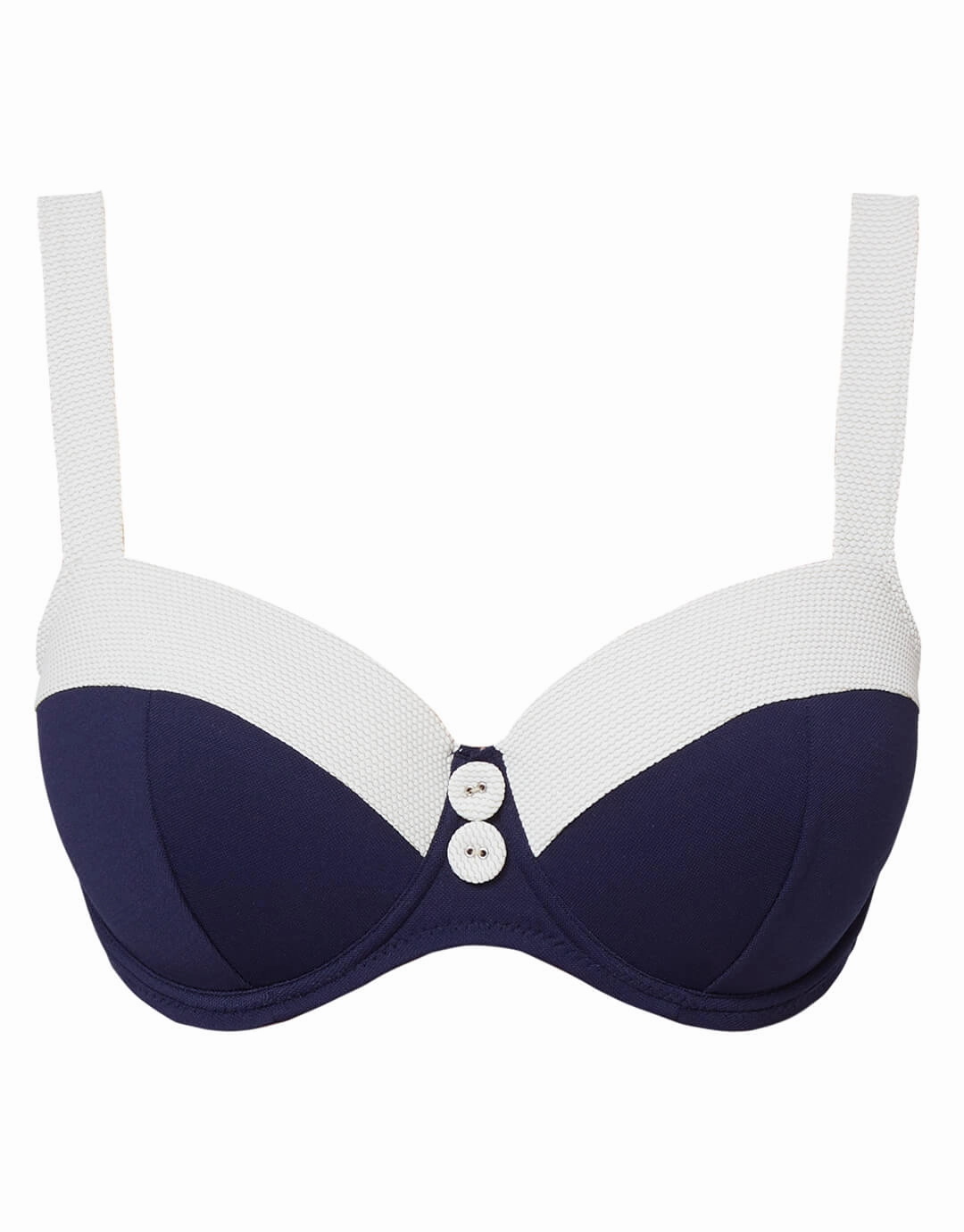 Pitusa Balcony Bikini Top - Navy and White
