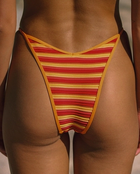 Pixie Bikini Bottom - Sunset Stripe ruched bikini bottoms, hipster swimwear bottoms