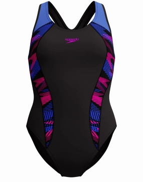 Placement Laneback Swimsuit - Black/Blue speedo mens swimwear, speedo training swimsuits