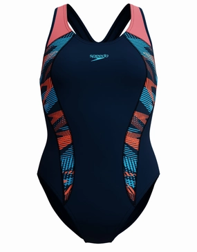 Placement Laneback Swimsuit - Navy/Coral speedo mens swimwear, speedo training swimsuits