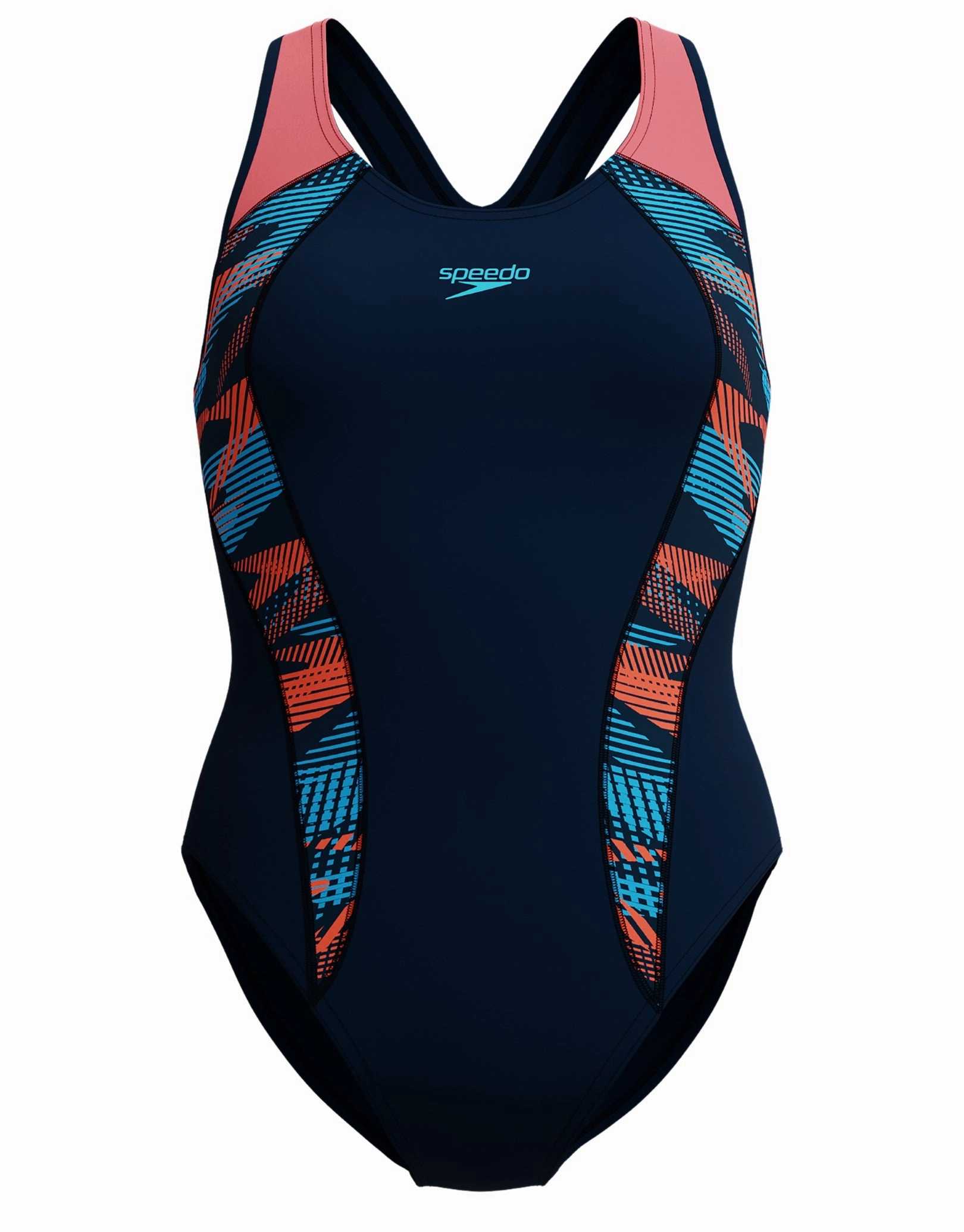 Placement Laneback Swimsuit - Navy/Coral speedo mens swimwear, speedo training swimsuits