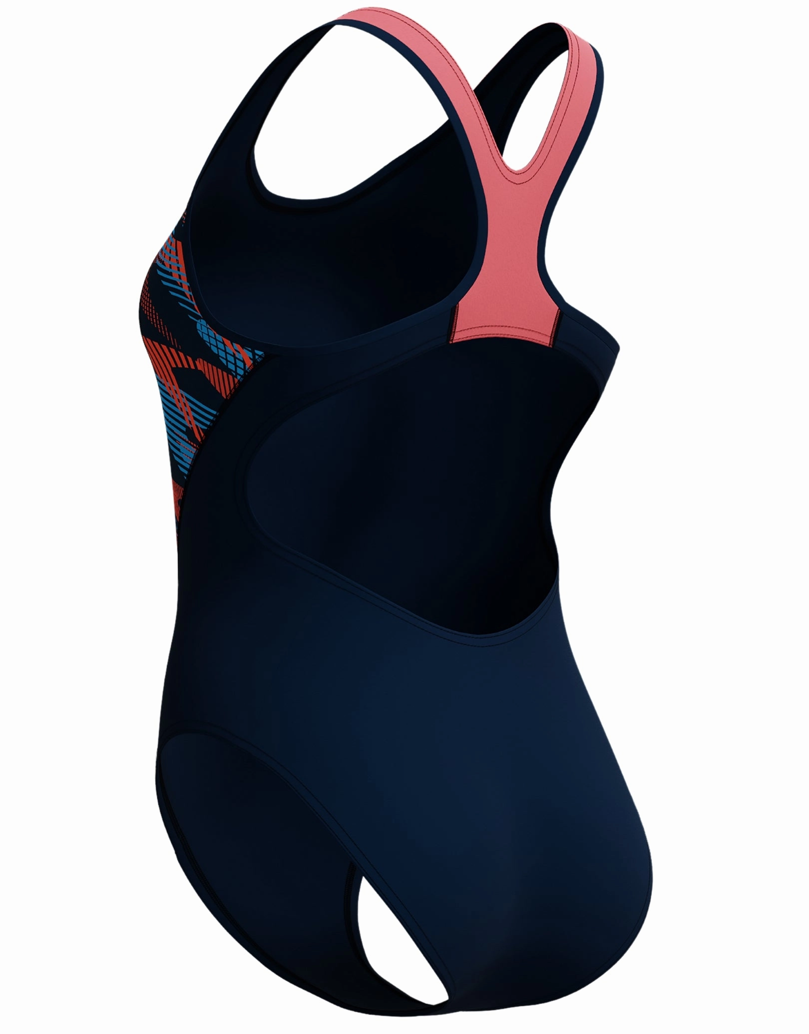 Placement Laneback Swimsuit - Navy/Coral