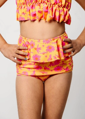 Playful Daisies | Mini Peplum Bottoms cute girls swimsuits, stylish swimwear for girls