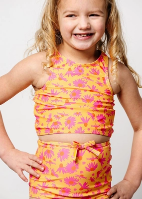 Playful Daisies | Mini Racer Back Top cute girls swimsuits, stylish swimwear for girls