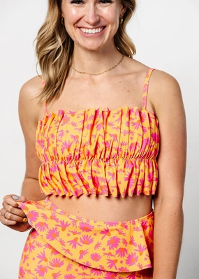 Playful Daisies | Oversized Ruffle Top tankini swim tops, adjustable bikini tops