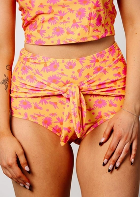 Playful Daisies | Tie-Up-Front Bottoms elastic waistband swim bottoms, mix-and-match bikini bottoms