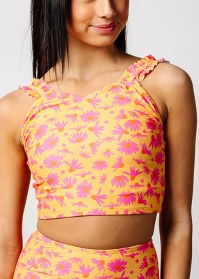 Playful Daisies | Youth Ripple Top cute girls swimsuits, stylish swimwear for girls