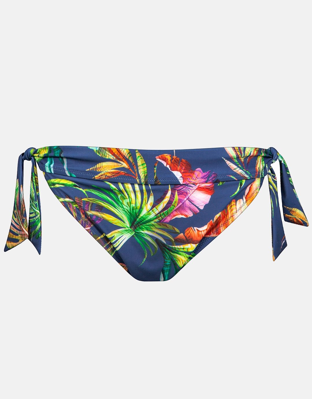 Plunge Tie Side Bikini Pant - Indigo Rainbow adjustable swim bottoms women, flattering bikini bottoms