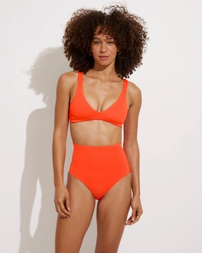 Plunge Top - Aperol sleek design swimwear for women, minimalist swim styles