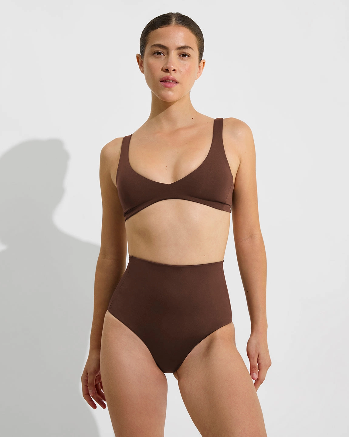 Plunge Top - Cold Brew lightweight women's swimwear, chic swim outfits for beach