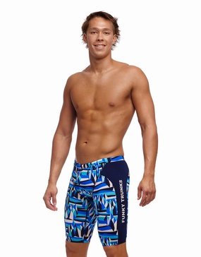 Polar Caps Swim Training Jammers - Blue funky trunks swim shorts, mens funky trunks swimwear