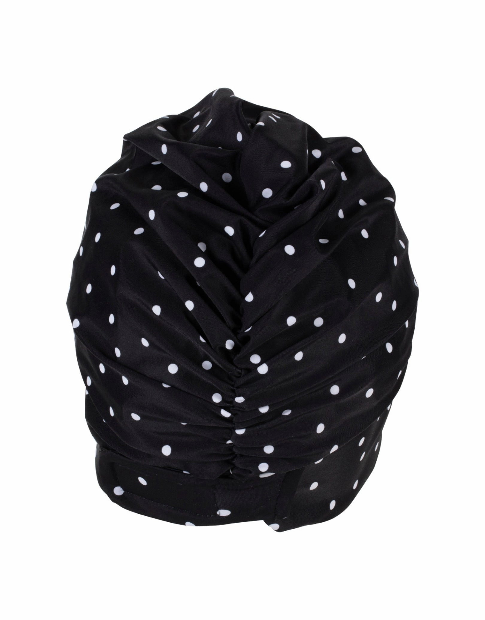 Polka Dot Fabric Swim Cap - Black/White