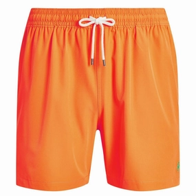 Polo Ralph Lauren Traveler Swim Trunks Men's Orange Polyester Pockets MXX201 mens beach swimwear, quick dry mens swimsuits