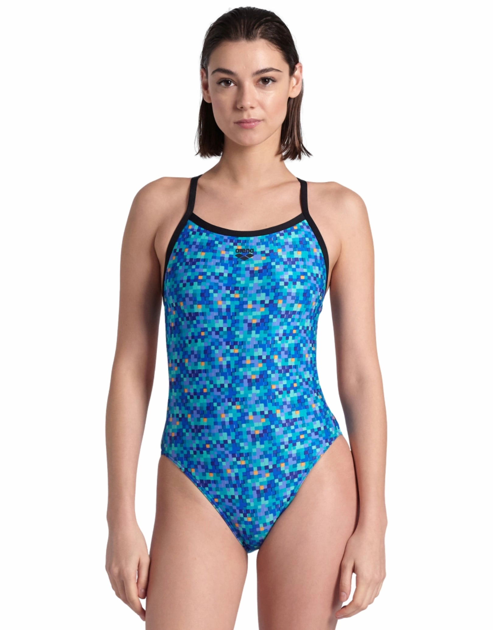 Pooltiles Challenge Back Swimsuit - Black/Blue arena swimwear for men, arena competitive swimsuits
