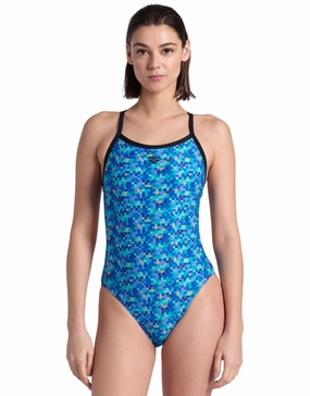 Pooltiles Challenge Back Swimsuit - Black/Blue arena swimwear for men, arena competitive swimsuits