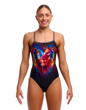 Pride Alive Single Strap Swimsuit - Black/Multi funkita womens swimsuits, funkita colorful swimwear