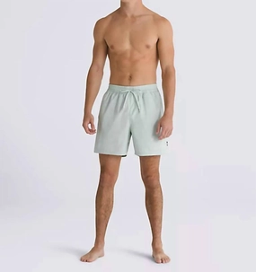Primary Solid Elastic Boardshorts In Pale Aqua mens beach swimwear, quick dry mens swimsuits