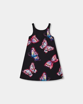 Printed Beach Dress Black And Multicolored Butterflies cute swimsuits for teen girls, modest teen swimwear