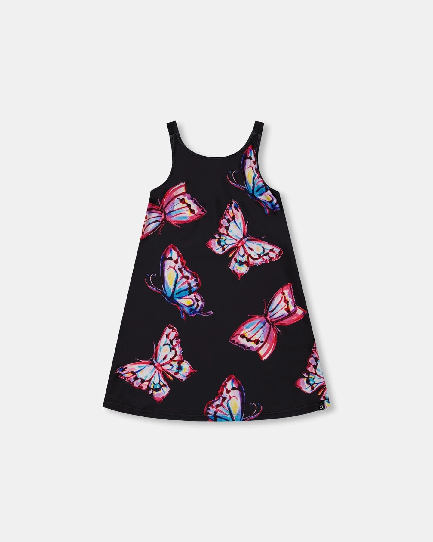 Printed Beach Dress Black And Multicolored Butterflies cute swimsuits for teen girls, modest teen swimwear