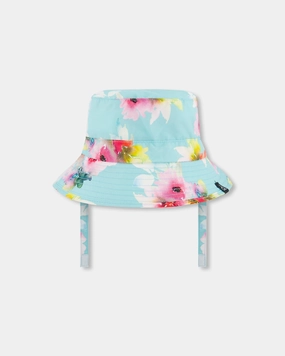 Printed Beach Sun Hat Turquoise And Pink Flowers cute swimsuits for teen girls, modest teen swimwear