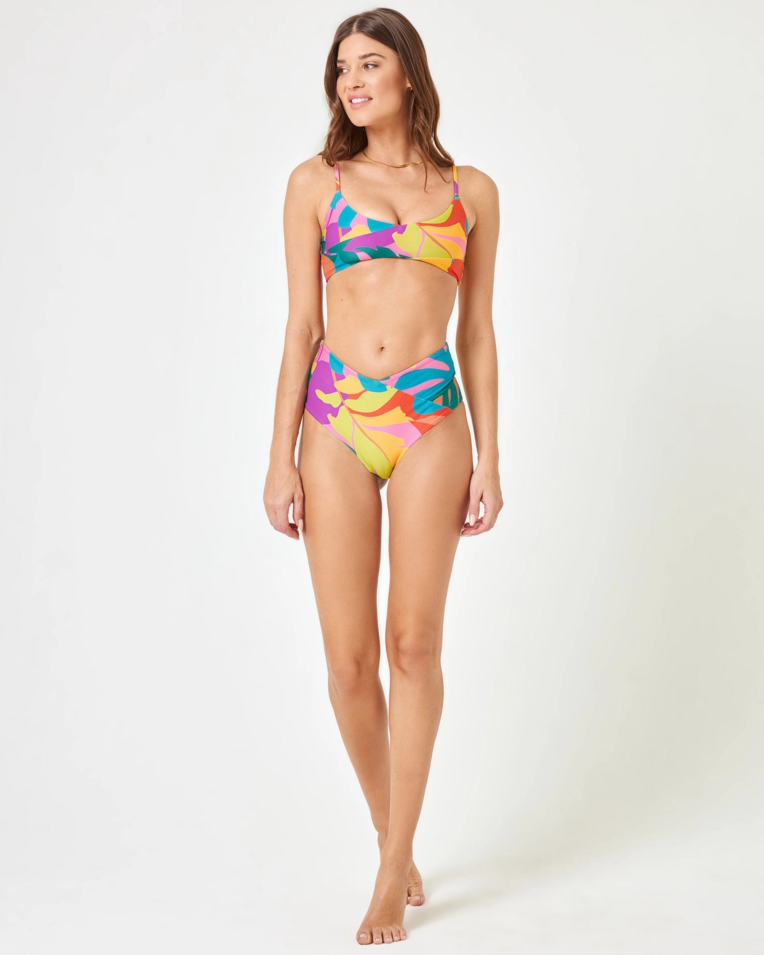 Printed High Tide Bikini Top - Copacabana