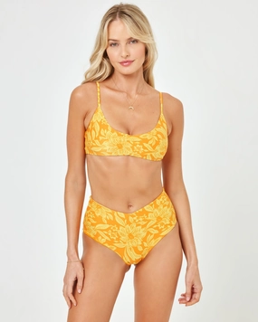 Printed High Tide Bikini Top - Golden Hour Blooms timeless swimwear styles women, comfy swimwear for women