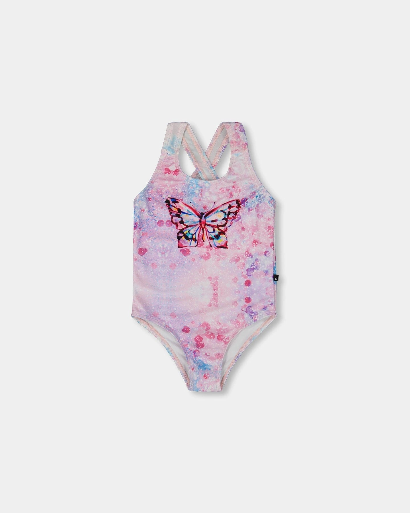 Printed One-Piece Swimsuit Pink Butterflies With Bubble Effects cute swimsuits for teen girls, modest teen swimwear