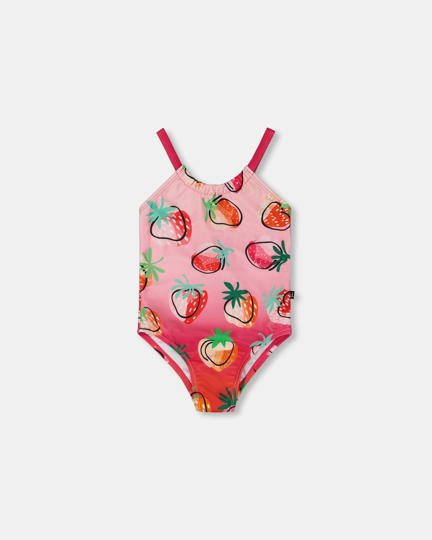Printed One-Piece Swimsuit Pink Gradient Strawberry cute swimsuits for teen girls, modest teen swimwear