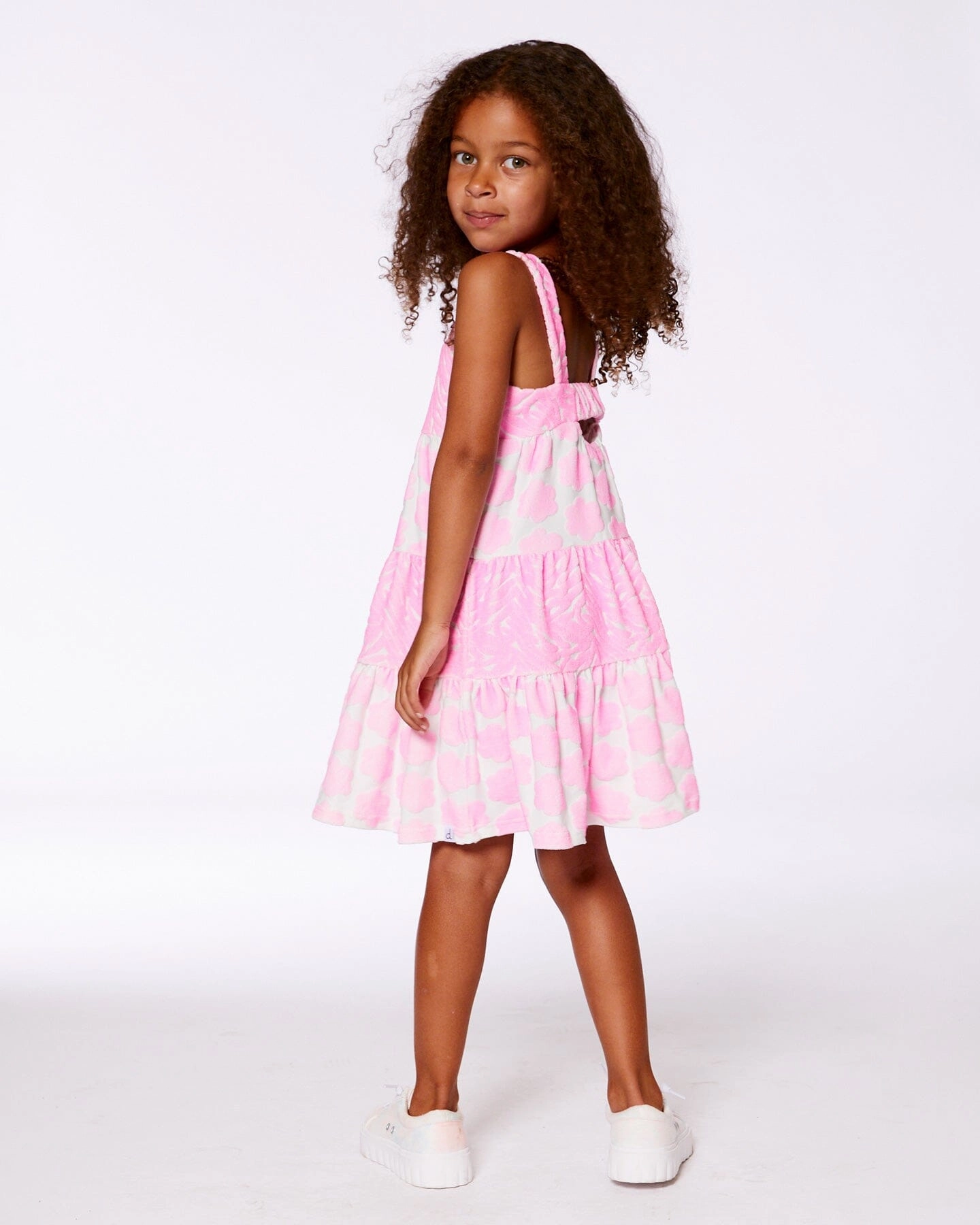 Printed Terry Beach Dress Pink And White