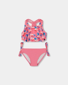 Printed Two-Piece Swimsuit Candy Pink And Pink Flamingo cute swimsuits for teen girls, modest teen swimwear