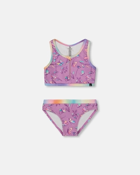 Printed Two-Piece Swimsuit Old Mauve And Multicolored Butterflies cute swimsuits for teen girls, modest teen swimwear