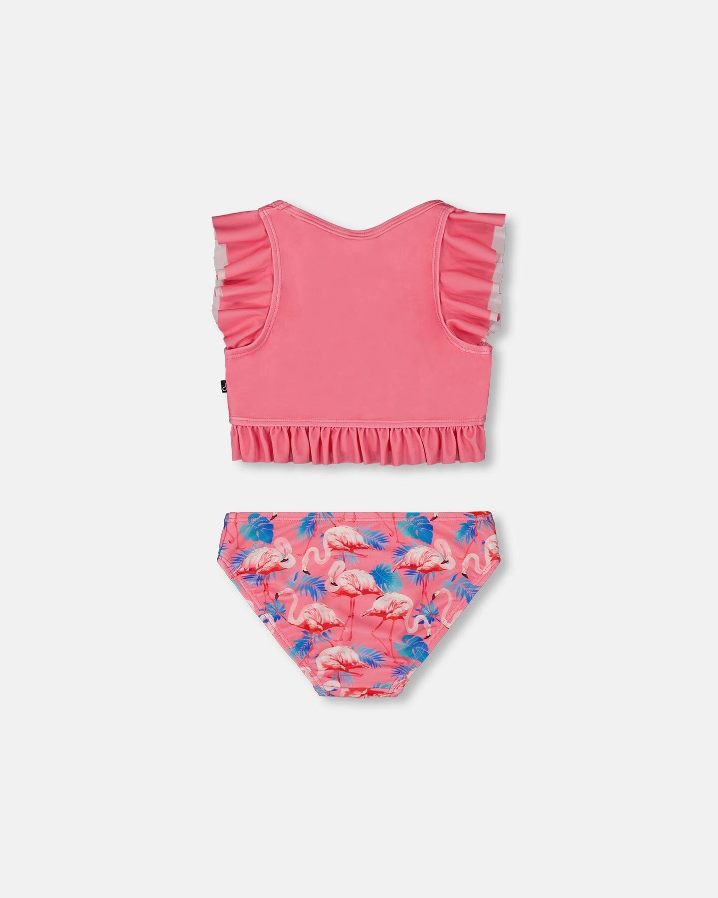 Printed Two-Piece Swimsuit With Frills Candy Pink And Pink Flamingo