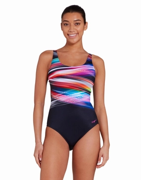 Prism Geo Adjustable Scoopback Swimsuit - Black/Multi zoggs swimwear for women, zoggs goggles and swimsuits