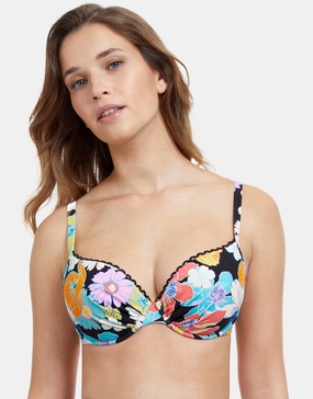 Profile Rising Sun D Cup Bikini Top - Black full coverage swim tops, cute bikini tops