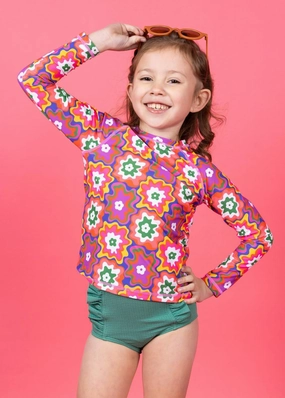 Psychedelic Flower | Mini Rashguard Top (Unisex) cute girls swimsuits, stylish swimwear for girls