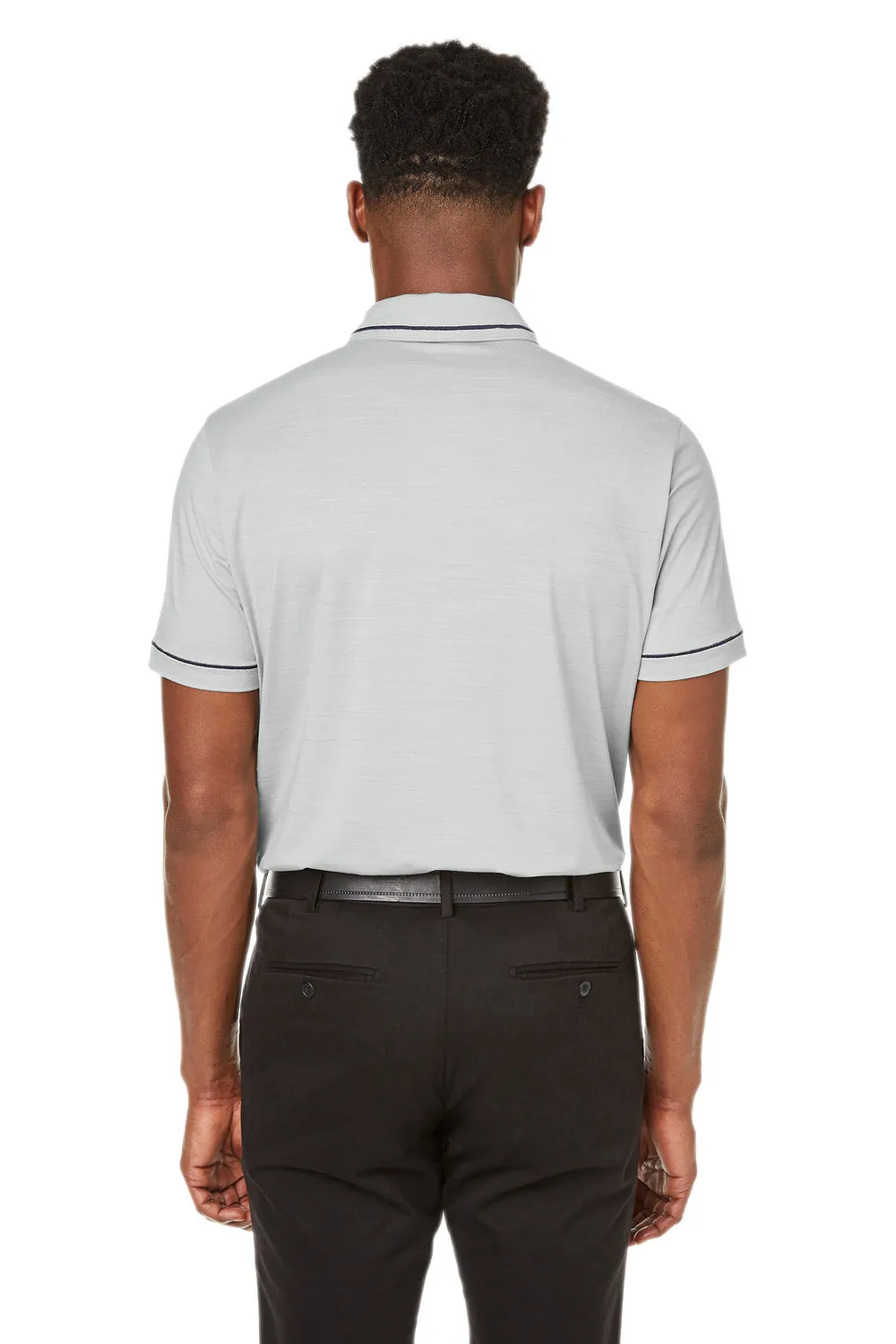Puma Mens Cloudspun Monarch Moisture Wicking Short Sleeve Polo Shirt - Heather High Rise Grey/Navy Blue