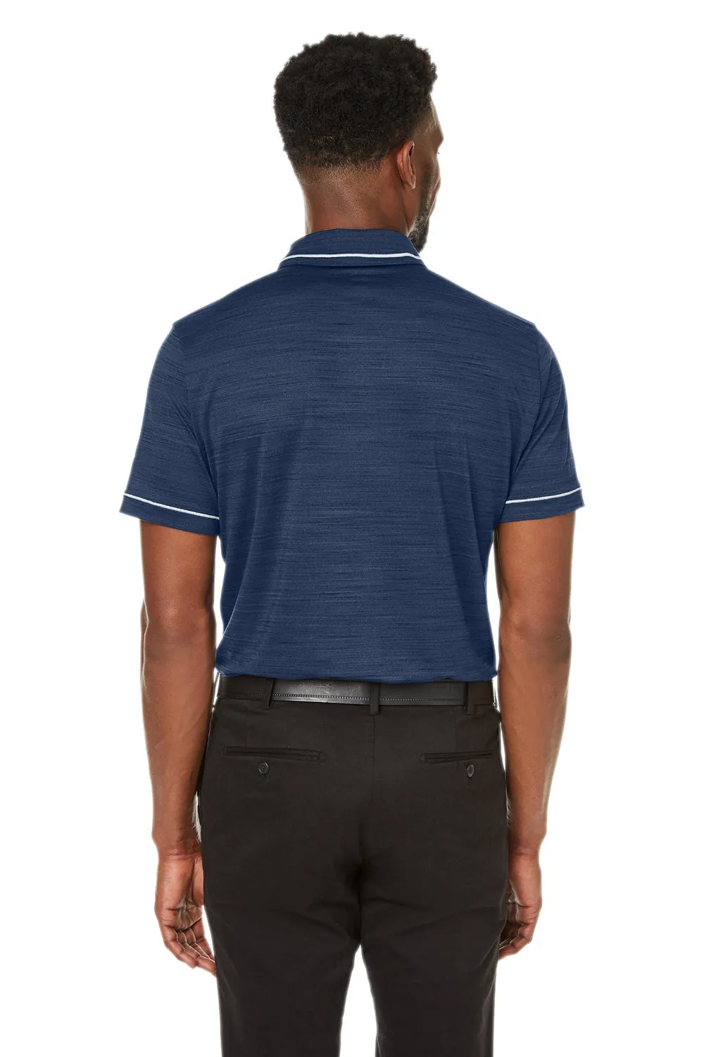 Puma Mens Cloudspun Monarch Moisture Wicking Short Sleeve Polo Shirt - Heather Navy Blue/High Rise Grey
