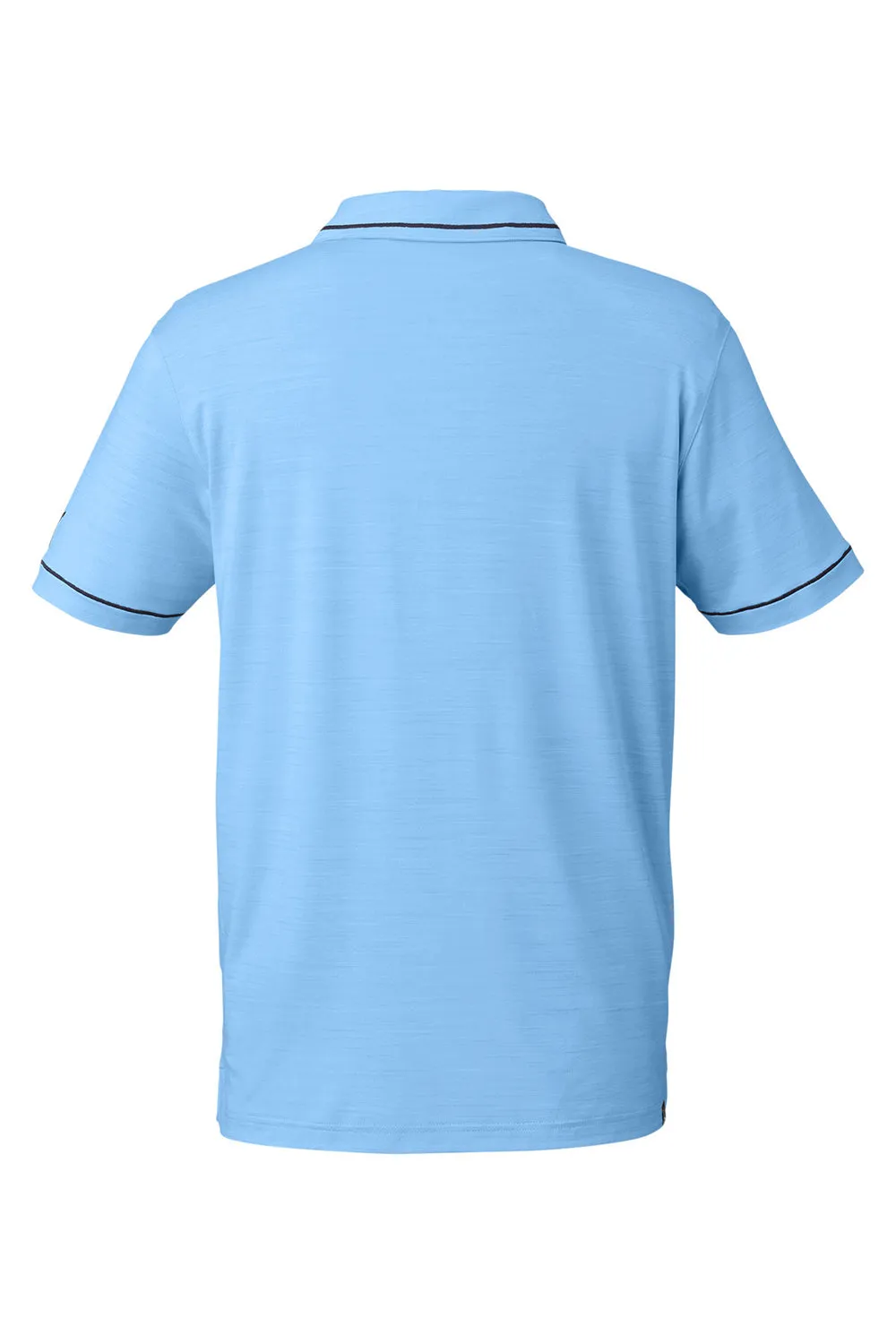 Puma Mens Cloudspun Monarch Moisture Wicking Short Sleeve Polo Shirt - Heather Placid Blue/Navy Blue