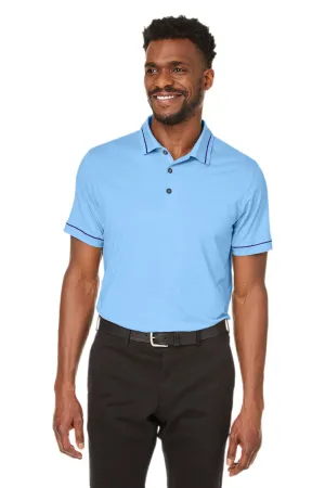 Puma Mens Cloudspun Monarch Moisture Wicking Short Sleeve Polo Shirt - Heather Placid Blue/Navy Blue